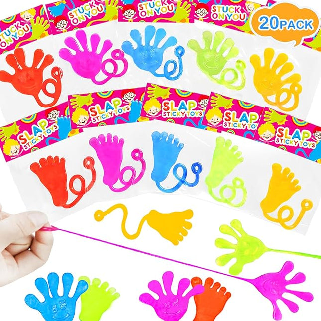 Large Sticky Hands & Feet Party Favors Supplies for Toddlers (20 PCS), Pinata Valentines Day Goodie Bag Stuffers Fillers for Kids,School Student Treats Treasure Box Prizes Toy Gifts for Boys Girls