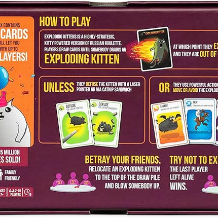 Exploding Kittens Party Pack - 2-10 Players - Ages 7+ - 15 Minutes to Play - Party & Family Card Game for Kids & Adults