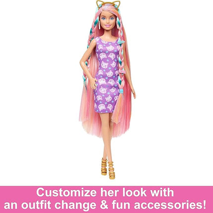 Barbie Fun & Fancy Set, Fashion Doll with Extra-Long Color-Streaked Blonde Hair, Clothes & Styling Accessories