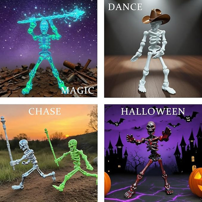 6 Pack T13 Action Figures Set, Titan 13 Skeleton Action Figure, Dummy 13 with Multi-Jointed Movable Limbs, Halloween Miniatures 3D Printed Poseable Skeleton Decor
