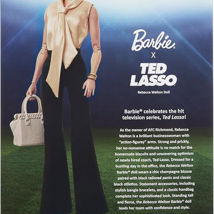 Barbie Signature Fashion Doll, Rebecca from Ted Lasso in Elegant Blouse & Black Slacks, Collectible with Displayable Packaging