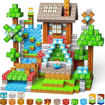 Magnetic Blocks,150PCS Magnetic Building Cube Game,Magnet Blocks Tiles Constructions Toys,STEM Educational Building Blocks for Kids,Christmas Birthday Gifts for Boys and Girls Age 3+ Years Old