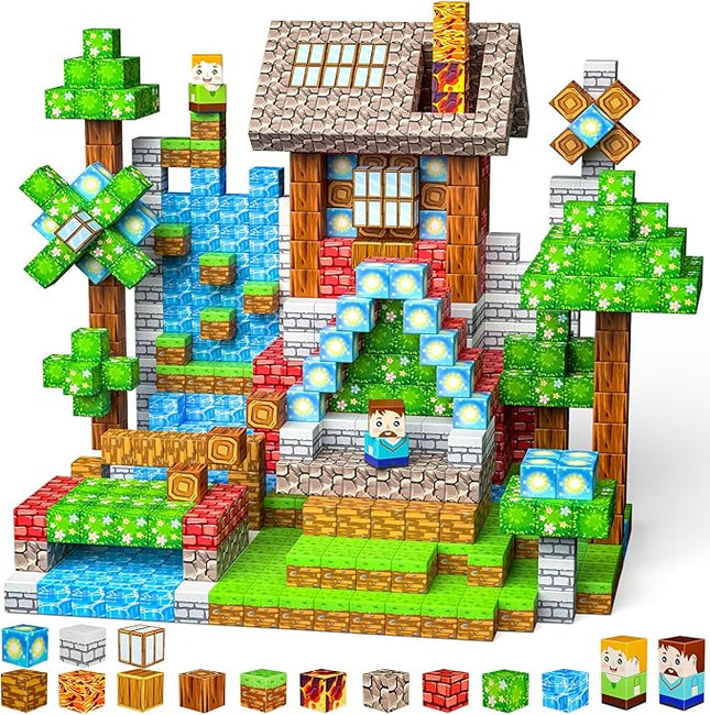 Magnetic Blocks,150PCS Magnetic Building Cube Game,Magnet Blocks Tiles Constructions Toys,STEM Educational Building Blocks for Kids,Christmas Birthday Gifts for Boys and Girls Age 3+ Years Old