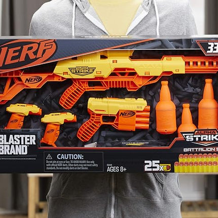 Nerf Alpha Strike Battalion Set - Includes 4 Blasters, 4 Half-Targets, and 25 Official Elite Darts - for Kids, Teens, Adults