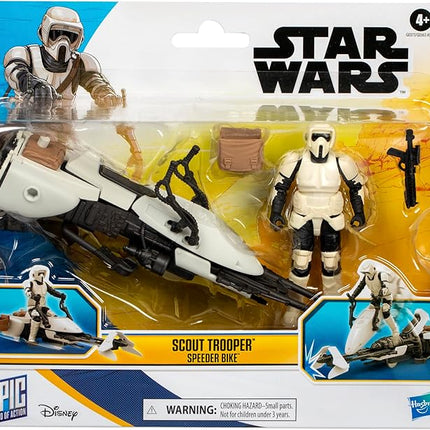 STAR WARS Epic World of Action Scout Trooper & Speeder Bike, 4-Inch Action Figure & Vehicle, Toys for 4 Year Old Boys and Girls & Up