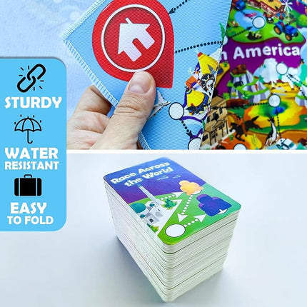 QUOKKA Board Game 1 to 10 Players - Learning, Educational - Geography, World - 100 Question Cards, Top Facts - Indoor, Outdoor - Kids, Teens, Adults, Family