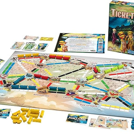 Asmodee Ticket to Ride First Journey Board Game - Fun and Easy for Young Explorers! Train Strategy Game, Family Game for Kids & Adults, Ages 6+, 2-4 Players, 15-30 Min Playtime