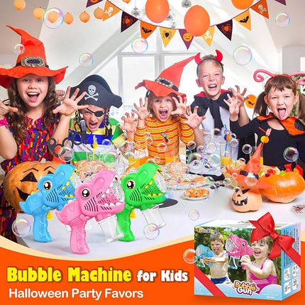 3 Pack Bubble Mahine Gun - Dinosaur Bubbles Blower with LED Light Outdoor Toys for Ages 4-6 Boys Girls Gift for 3 4 5 6 7 8 Year Old Kids Easter Basket Stuffers Valentine Birthday (Green+Blue+Pink)