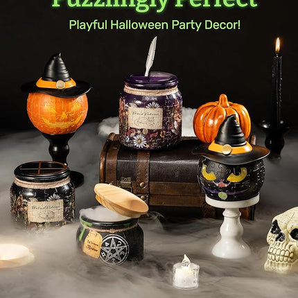 PieceRelax 3D Puzzle Jar 64 Plastic Pieces for Adults - Witches Brew - Wooden Lid Container for Kitchen Dining Study Living Room No Glue Requied Small [BC1022]