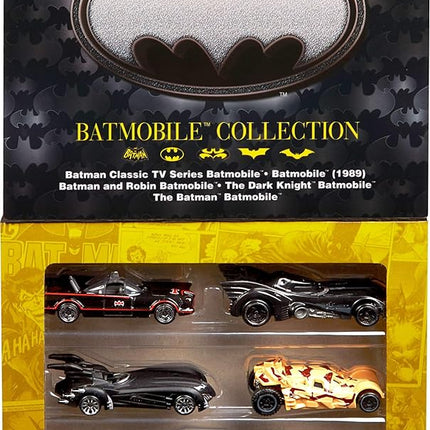 Hot Wheels 1:64 Scale Die-Cast Toy Cars, Set of 5 Batman 85th Anniversary Vehicles Featuring 5 Different Batmobile Replicas in Commemorative Packaging (Amazon Exclusive)
