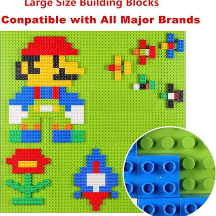 Build On Wall or Table - Customize Building Block Wall, 8 Pack (10" x 20") Self Adhesive Building Base Plate, 440 Pcs Compatible with All Major Brand Brick - Fastest Easiest DIY Fun Wall and Desk