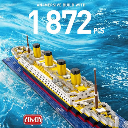 dOvOb Micro Mini Blocks Titanic Model Building Set with 2 Figure, 1872 Piece Mini Bricks Toy, Gift for Adults and Kids