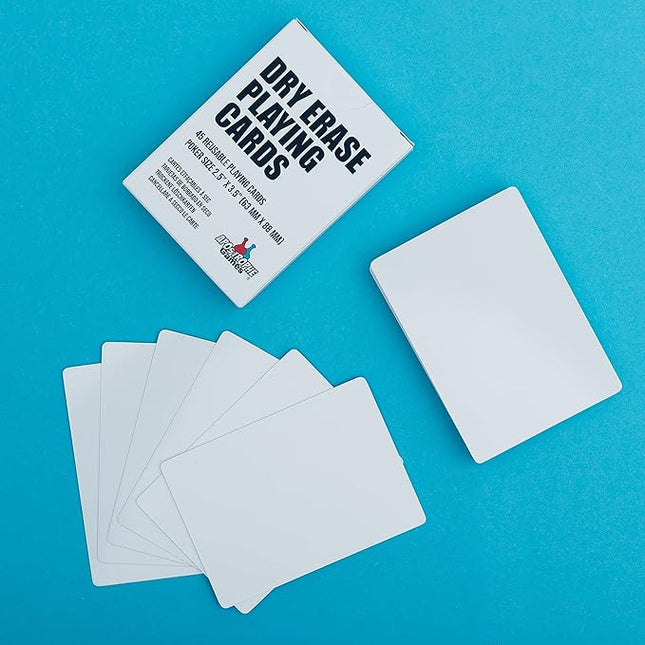 Apostrophe Games Dry Erase Blank Playing Cards w/Box, Poker Size - 2.5" x 3.5", 45 Reusable Cards, Flashcards, Board Game & Note Cards