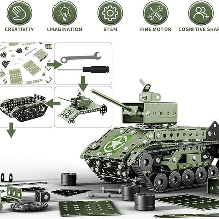 Lucky Doug STEM Building Projects Model Army Tank Set - 284 Pieces STEM Project Building Toys for Kids Ages 8-12, Assembly Science Kit Educational Toys Gift for Kids Boys 7 8 9 10 11 12-16 Years Old