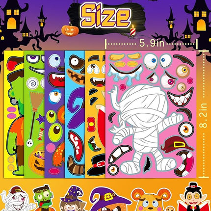 42 Sheets Halloween Party Favors Stickers for Kids, Halloween Crafts Make Your Own Stickers, Goodie Bag Fillers Toys Gifts Activities Games for Kids Party