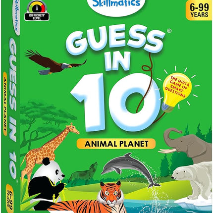 Skillmatics Guess in 10 Animal Planet, Trivia Card Game, Stocking Stuffers Perfect for Boys, Girls, Kids, Teens, Adults Who Love Animals, Travel Games, for Ages 6, 7, 8, 9, 10, and Up