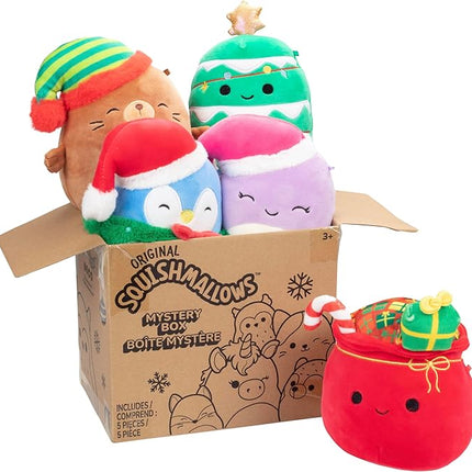 Squishmallows Original 5-Inch Christmas Mystery Box 5 Pack - Official Jazwares Plush - Includes Various Holiday Plush - Collectible Soft & Squishy Mini Stuffed Animal Toy - Gift for Kids, Girls & Boys