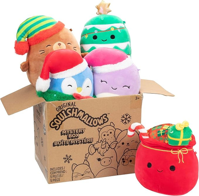 Squishmallows Original 5-Inch Christmas Mystery Box 5 Pack - Official Jazwares Plush - Includes Various Holiday Plush - Collectible Soft & Squishy Mini Stuffed Animal Toy - Gift for Kids, Girls & Boys