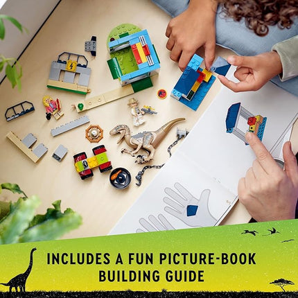 LEGO Jurassic Park Velociraptor Escape 76957 Learn to Build Dinosaur Toy for Boys and Girls; Gift for Kids Aged 4 and Up Featuring a Buildable Dinosaur Pen, Off-Roader Vehicle and 2 Minifigures