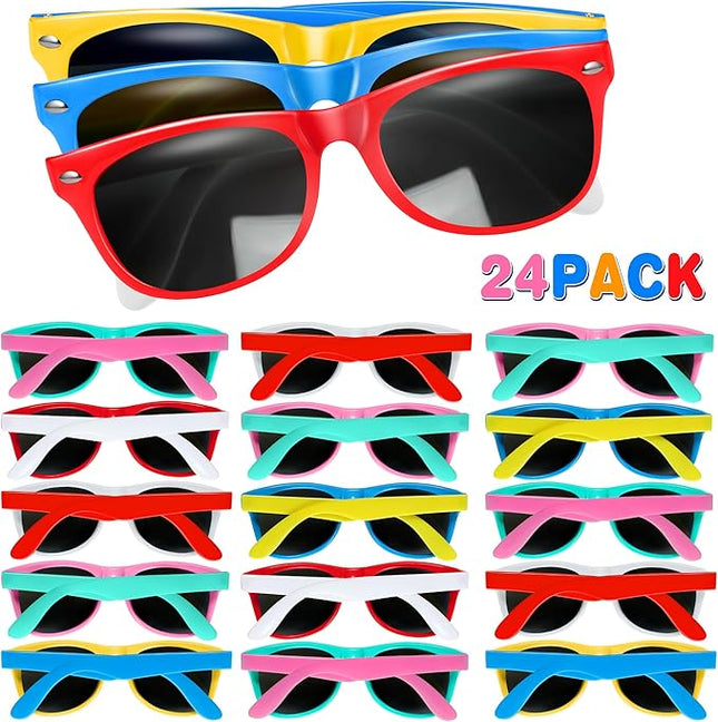 GINMIC Kids Sunglasses Bulk, 24Pack Valentines Neon Sunglasses for Kids,Boys and Girls, Great Gift for Birthday Party Supplies, Beach, Pool Party Favors, Fun Gift, Goody Bag Favors