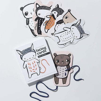 Wee Gallery Baby Animals Lacing Cards, Sewing Board and Travel Game for Toddlers and Preschoolers, Fine Motor Skills Toy, Montessori-Inspired Educational Kids Craft Activity for Ages 3+