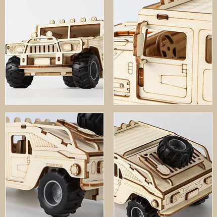3D Wooden Puzzles Model Car Kits to Build for Adults, DIY Off-Road Car Building Kits, Brain Teaser Pull Back Toys, Gift for Men Boys on Birthday/Christmas Day