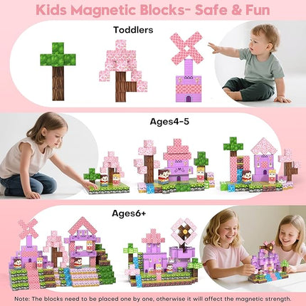 Magnetic Blocks, Magnetic Building Blocks 100pcs, STEM Sensory Toys with Princess Castle Build–Creative Magnet Tiles for Toddlers Ages 3+, Boys & Girls–Christmas Birthday Party Kids Gifts
