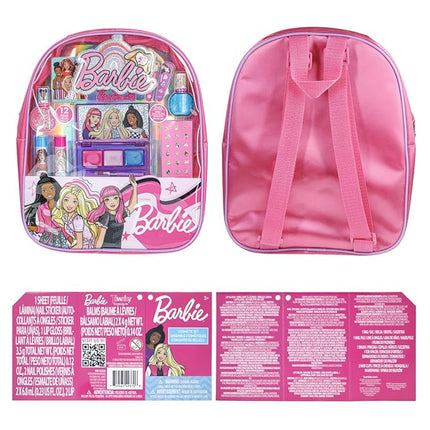 Barbie Makeup Filled Backpack Set, Including Lip Balm, Nail Polish, Nail File, Hair Bows, and Other Accessories, Ages 3+ for Parties, Sleepovers and Makeovers, by Townley Girl