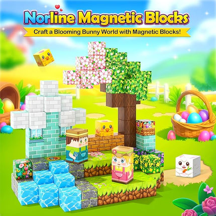 108PCS Magnetic Blocks Kids Magnet Toys, Mine Magnet World Bunny Garden Wonderland Building Crafts, Sensory Learning Toys Game Gifts for Kids Ages 3-5 4-6 5-7 8-12 Year Old Boys Girls