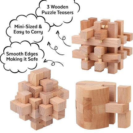 Sharp Brain Zone Wooden Brain Teaser Puzzles for Adults & Kids (Heart Cube Puzzle)