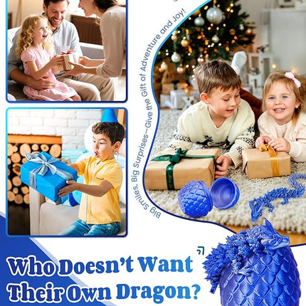 12 Inch 3D Printed Dragon - Mystery Surprise Egg with Flexible Articulated Dragon Inside, Cool Dragons Toys for Boys Kids Age 5-7
