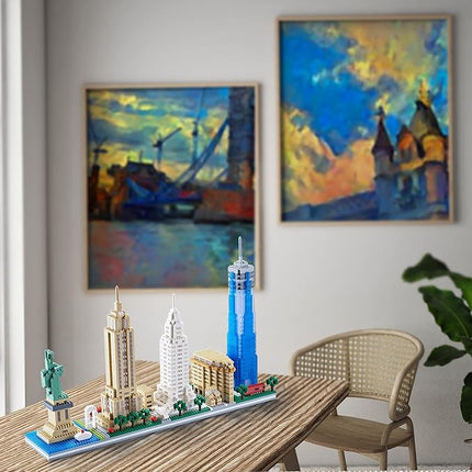 New York Skyline City Building Micro Building Block Set, Home and Office Decoration, Creative Gift for Adults（3452 PCS）