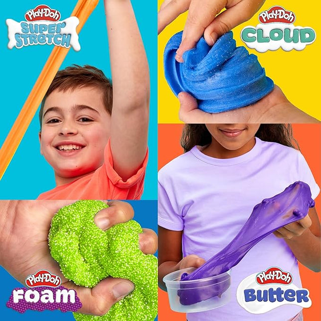 Play-Doh Retro Mix & Play Scented Compounds – Cloud, Butter, Foam, Super Stretch, Sensory Dough, Kit, Gifts for Kids, Sensory Toys, Party Favors for Kids 8-12, Playdoh Compound Packs