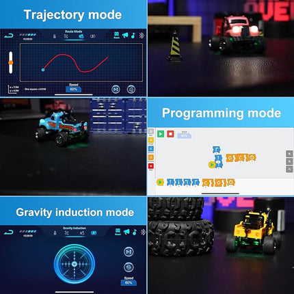 MOONTOY 1:64 Scale Mini Alloy Truck RC Car with LED Lights, 2.4Ghz Remote and App Control Toy Car, 3-Speed Adjustment Pocket Toy Car for Kids 4-8 Years and Adults (Red)