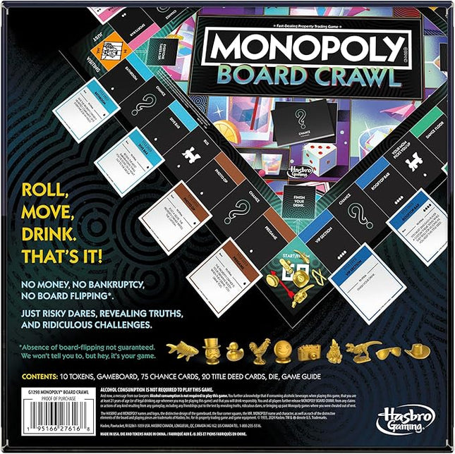Monopoly Board Crawl Game | Official Monopoly Drinking Game for Adults Only | Ages 21+ | for 2-10 Players | 30 Mins. | Hilarious Adult Party Games
