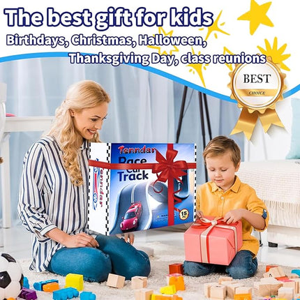 Flex Track 15 Ft Starter Set – Flexible Race Car Ramp Track for Kids, Double-Sided Racetrack for 1:64 Diecast Cars, Compatible with Hot Wheels, Ages 3 & Up with Suction Cups，Blue