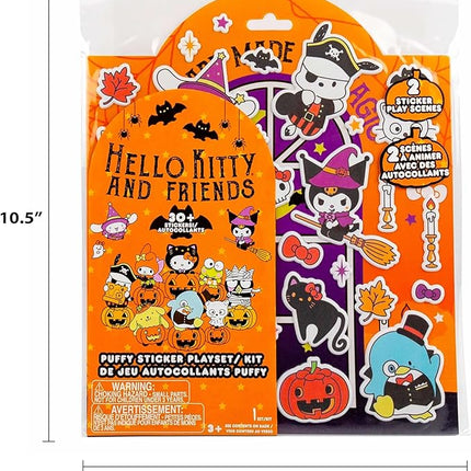 Hello Kitty and Friends Halloween Puffy Playset, Includes 30+ Stickers, 2 Play Scenes, Reusable for Kids