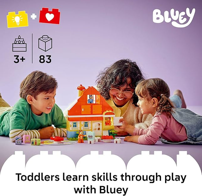 LEGO DUPLO Bluey: Bluey’s Family House with Memory Game - Toddler Toy for Kids Ages 3+ - Memory Game Playset Includes Bluey Figure - Preschool Toy Gift Idea for 3 Year Old Girls and Boys - 10459