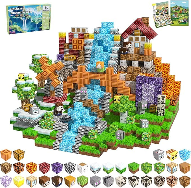 208PCS Magnetic Blocks for Kids 4-8, Magnetic Building Blocks Cubes, Stacking Magnetic Building Tiles Toys for Kids Toddlers Boys Girls Ages 3 4 5 6 7 8-12 Birthday Gifts