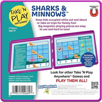 PlayMonster Take N Play, Anywhere Sharks & Minnows, Board Games for Kids- Board Games for Family Night, Family Games, Game Night, Family Board Games, Kids Toys, Travel Games, Preschool Toys, Ages 6+