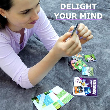 FOLDOLOGY 1&2 Combo Pack - Origami Puzzle Game for Kids, Teens, & Adults | Brain-Training, Travel-Friendly, Screen-Free Fun | Unique Gift for Ages 10+ & Puzzle Lovers | 200 Challenges