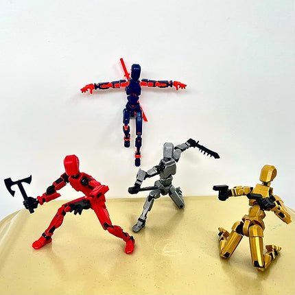 (Assembly Completed) 4 Packs T13 Action Figure, Dummy 13 3D Printed ActionFigure Toy Gifts for Kids, Robot 13 Action Figure Full Body Mechanical Doll Christmas Birthday Gift for Boys Girls