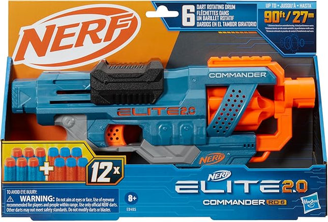 NERF Elite 2.0 Commander RD-6 Dart Blaster, 12 Darts, 6-Dart Rotating Drum, Outdoor Toys, Ages 8 and Up