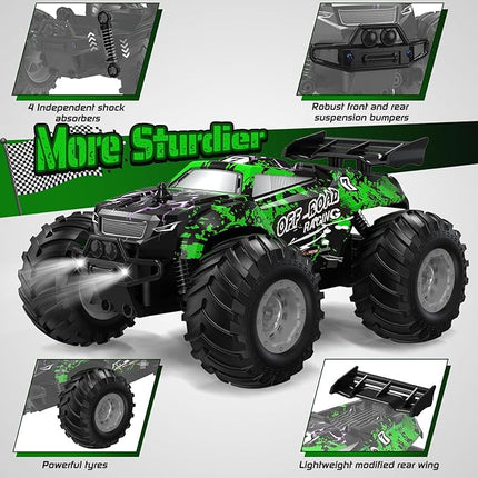 Remote Control Car, All-Terrain Remote Control Car for Boys, Rechargeable Rc Truck with LED, 1:20, 10KM/H, 2 Motors, 2.4GHZ, Speed Friendly, Sturdy, Rc Cars for Christmas, Kids, Beginner