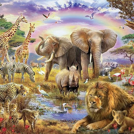 100 Piece Puzzles for Kids, African Animal 100 Piece Puzzles for Adults, Animal World Puzzle Jungle Scene Puzzle, Jigsaw Puzzles 100 Pieces for Seniors Teens Kids Ages 6-10