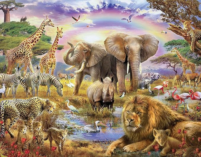 100 Piece Puzzles for Kids, African Animal 100 Piece Puzzles for Adults, Animal World Puzzle Jungle Scene Puzzle, Jigsaw Puzzles 100 Pieces for Seniors Teens Kids Ages 6-10