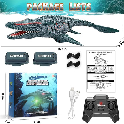 2.4GHz Remote Control Mosasaurus Dinosaur Swimming Pool High Simulation Toys, RC Boat Lake Bathroom 8-12 Years Boys Girls Christmas Halloween Tricky Birthday Gift