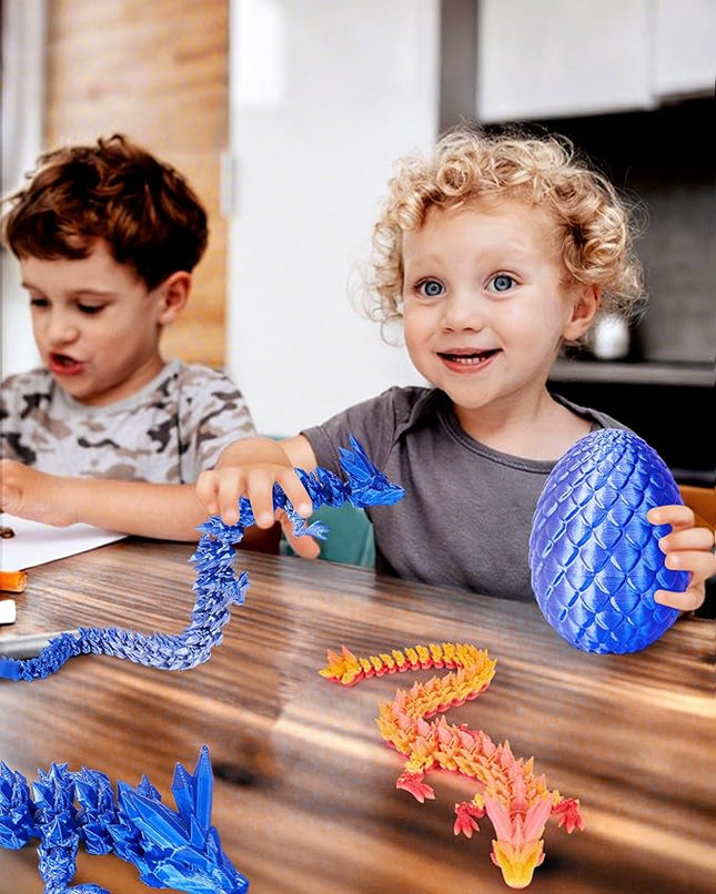 12 Inch 3D Printed Dragon - Mystery Surprise Egg with Flexible Articulated Dragon Inside, Cool Dragons Toys for Boys Kids Age 5-7