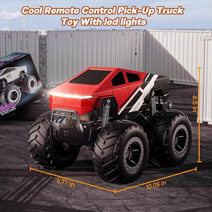 Remote Control Car Off-Road Pick-up Truck - 4WD Amphibious RC Truck Toy RC Cars for All Terrain, 1:16 Scale Hobby Monster Trucks Toys 2.4GHz Vehicles Kids Gifts for Boys/Girls Age 6 7 8 9 10-12+,Red