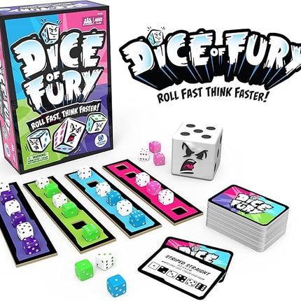 Educational Insights Dice of Fury - Fast-Paced Board Games for Adults, Teens, and Kids, Dice Games for Family Game Night, 2-4 Player Tabletop Party Game, Kids Ages 7+